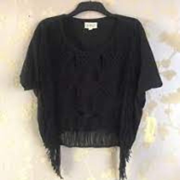 🖤Ralph Lauren NWT Denim&Supl Black Fringe Top, L - Picture 5 of 11